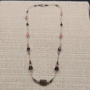 17 Inch Sterling Silver Faceted Smoky Quartz Stones Necklace A6613